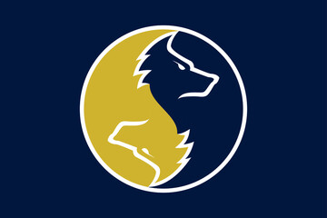 2 wolves in zen yin yang symbol