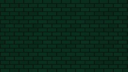 Empty brick wall with green neon light dim with copy space. Lighting effect green color glow on...