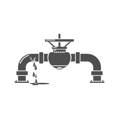 Burst Oil Pipe Icon - Vector Illustration