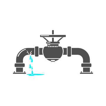 Burst Water Pipe Icon - Vector Illustration
