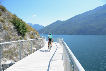 The first section of the bicycle path Garda by bike  was inaugurated overlooking the large lake...