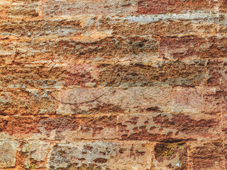 Brick wall, weathered, worn wall damaged paint. Grunge Concrete Surface. Great background or texture.