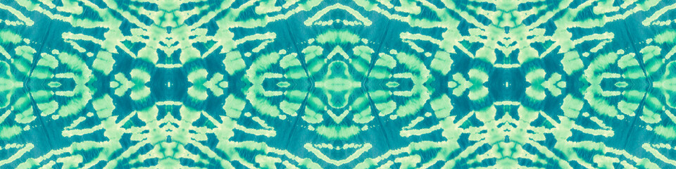 Hand Drawn Seamless Geometric Painting. Aqua Menthe Traditional Pattern. Repeated Minty Green African Pattern. Moroccan Tile. Endless Turquoise Savannah Print. Breeze Color Ikat Pattern.