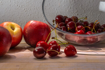 natural peaches and cherries in composition