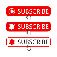 Subscribe to the channel, red bell. New video alert. Subscription button with a bell.