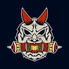 Demon Head Skull vector for design elements for logo, poster, illustration or t-shirt design.