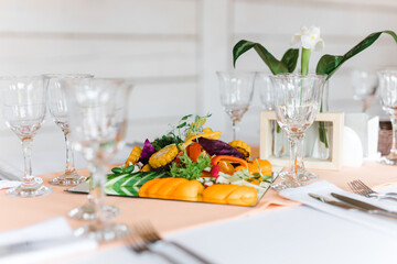 mirror plate with vegetables on the table