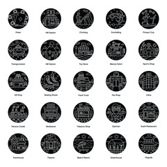 
Pack Of Buildings solid Icons 
