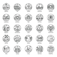 Pack Of Landscapes line Icons 