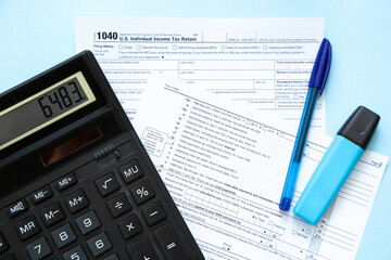 Tax form 1040. Payment of taxes