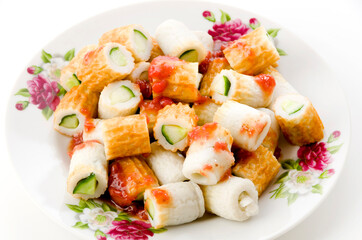 竹輪のきゅうり詰め梅ドレッシング