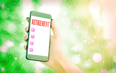 Handwriting text writing Retirement. Conceptual photo withdrawal from one s is occupation or from...