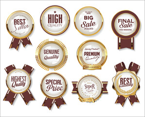 Retro vintage golden sale badges and labels collection