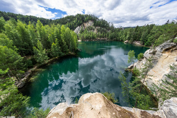 Adrspach-Teplice Rocks sandstone formations, lake Piskovna Czech Republic
