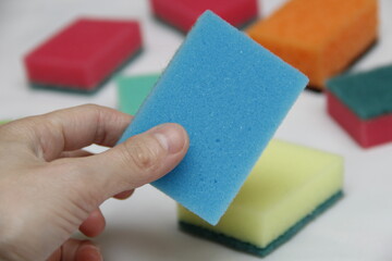 colorful sponges on a white background
