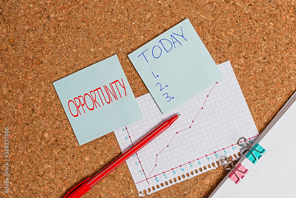 Poster conceptual hand writing showing opportunity. concept meaning set of circumstances that makes it poss