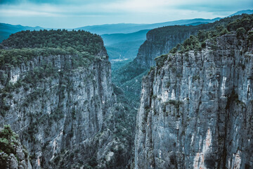 Impressive view from Tazi Canyon. Manavgat, Antalya,Turkey. (Bilgelik Vadisi). Wisdom valley and cliff.