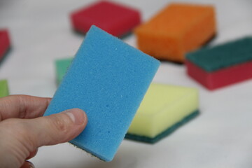 colorful sponges on a white background