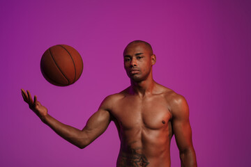 Fitness sports man with basketball