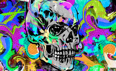 abstract colorful background with skulls © reznik_val