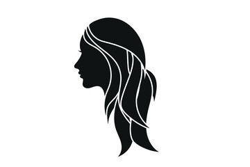 Beauty woman face silhouette in profile. Hair Fashion icon
