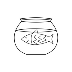 Fish in the aquarium. Vector illustration in linear style
