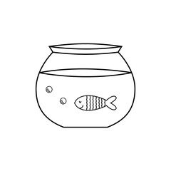 Fish in the aquarium. Vector illustration in linear style

