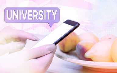 Word writing text University. Business photo showcasing institution of higher learning providing...