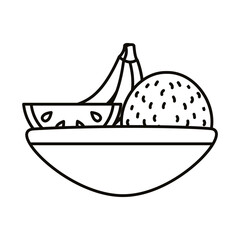 bowl with fruits line style icon
