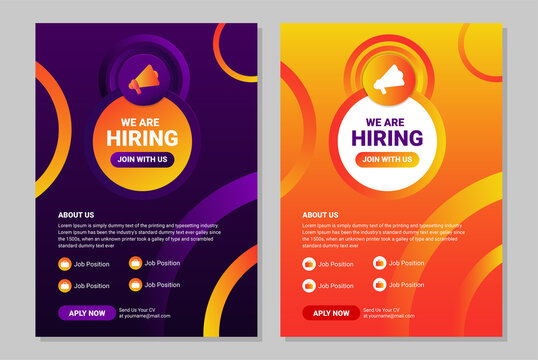 Job flyer, We are hiring  Job advertisement flyer poster, Vector