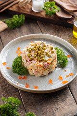 Gourmet served russian salad olivier