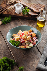 Malibu salad dressed with mayonnaise