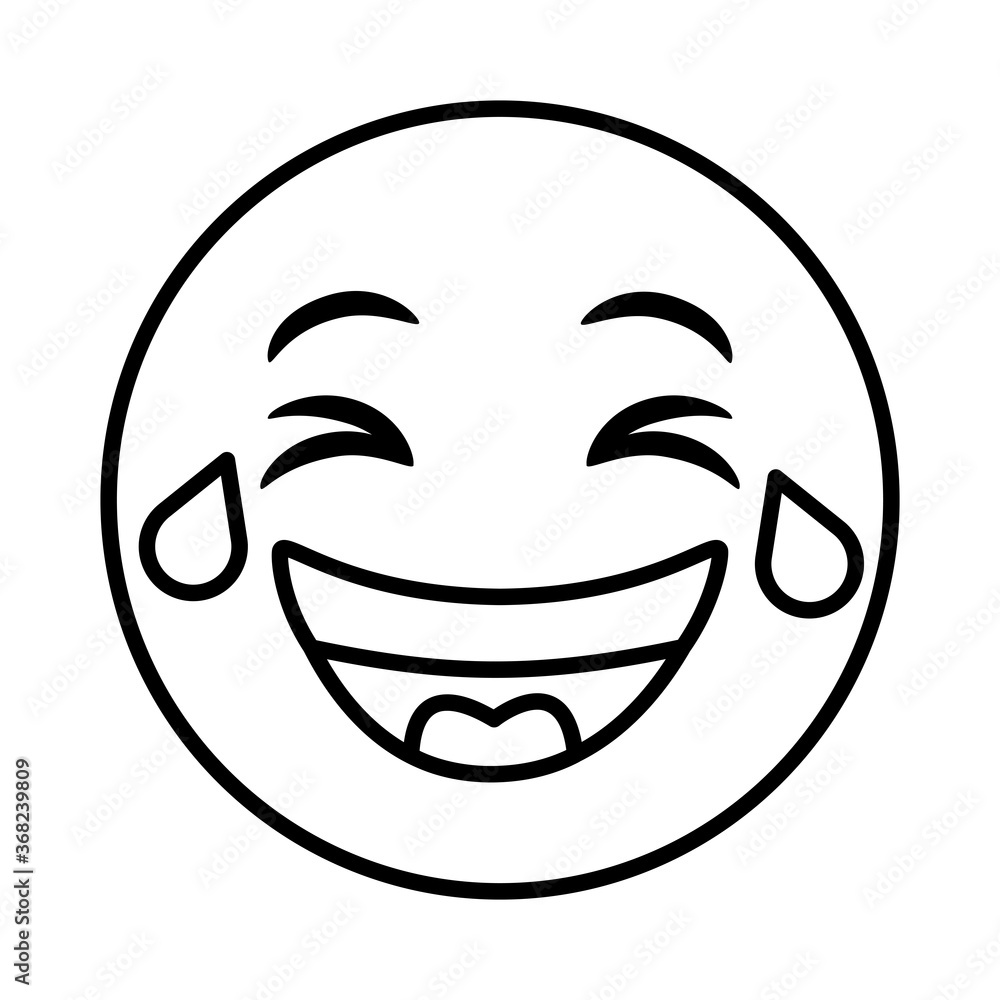 Sticker emoji face laughing classic line style icon