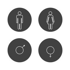 Female and male character set. Gender signs. Vector illustration
