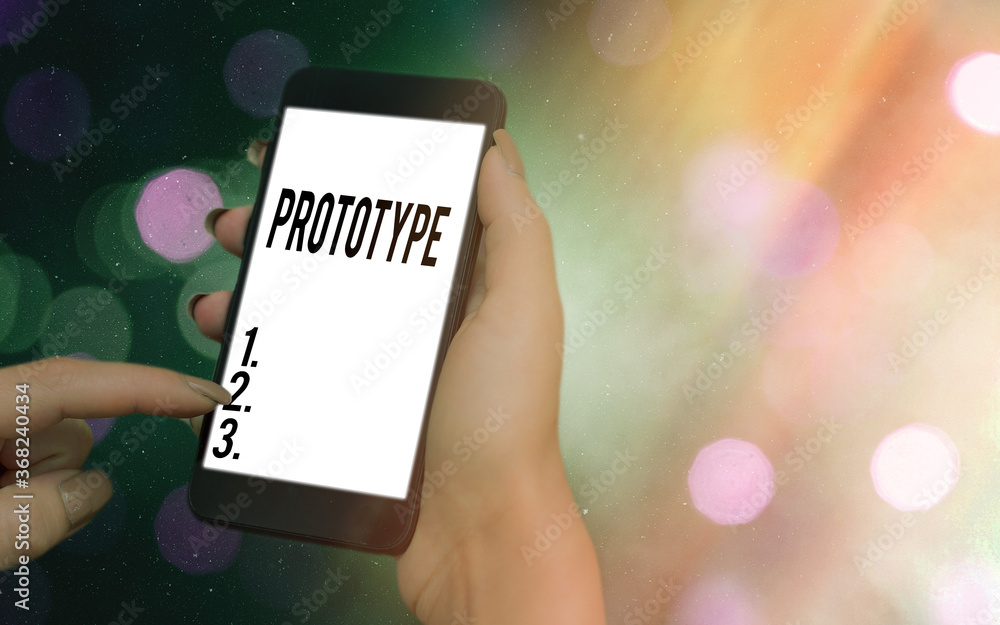 Poster conceptual hand writing showing prototype. concept meaning first and usually functional form of a ne