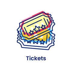Cinema tickets  flat icon Vector illustration isolated on white