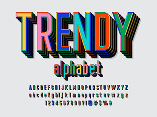 Vector of 3D bold colorful alphabet design