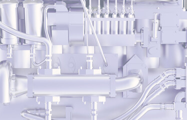 bright silver engine vehicle closeup