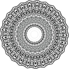 Mandala. Zentangle inspired vector illustration, black and white. Abstract diwali texture. Mehndi mandala. Indian Diwali Henna pattern. Black and white tattoo design.