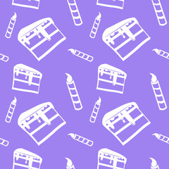 seamless pattern with birthday icons. Sweet pattern for fabrics, paper, textile, gift wrap 