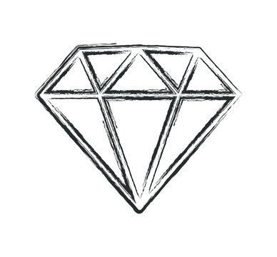 Cartoon flat style diamond icon outline shape. Gem jewel logo symbol sign. Vector illustration image. Isolated on white background