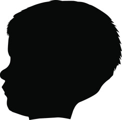 The contour of the head of a boy drawn in profile. The head of a person in profile where you can see the line of the nose of the lips, chin and neck.