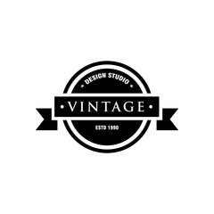 black and white vintage logo design template
