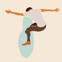 Surfing. People in swimwear in sea or ocean. Surfers in beachwear with surfboards. Abstract minimal vector illustrations. Summer activity.
