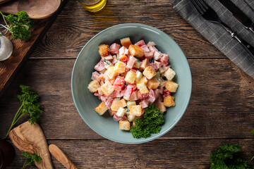 Malibu salad dressed with mayonnaise