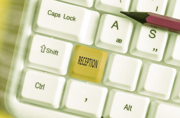 Handwriting text writing Reception. Conceptual photo social gathering often for the purpose of...