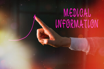 Writing note showing Medical Information. Business concept for an individual demographic...