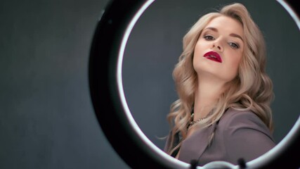 Joyful lady posing with clean fresh skin and evening visage. Shot on RED Raven 4k Cinema Camera