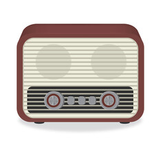 old brown radio on white background