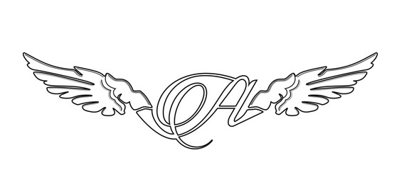 TATOO WITH ANGEL WINGS AND LETTER A